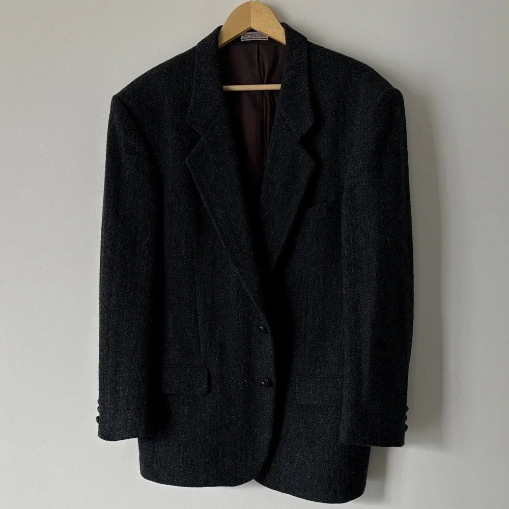 Harris Tweed Classic Dark Grey Men's Tweed Blazer, Size 42R - Picture 1 of 5